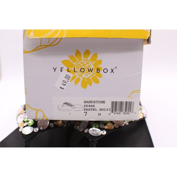 Yellow Box Sandals Doris Size 7 Black w/ Rhinestone Gems Embellished Flip Flops - Picture 11 of 11